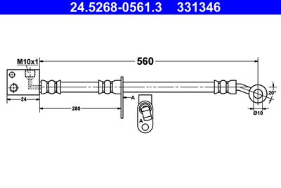 Тормозной шланг ATE 24.5268-0561.3 для HONDA CIVIC