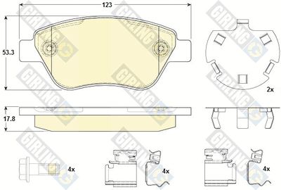 Комплект тормозных колодок, дисковый тормоз GIRLING 6118794 для FIAT PANDA