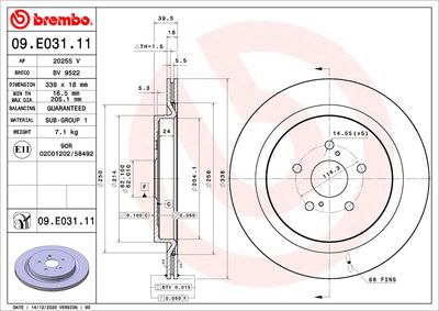 Bromsskiva BREMBO 09.E031.11