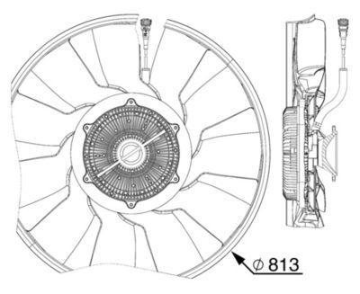 Ventilatorkoppeling (met ventilator, 813mm, aantal bladen: 11, aantal pinnen: 6)