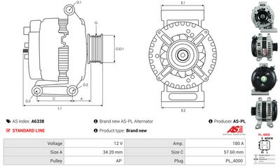 GENERATOR / ALTERNATOR AS-PL A6338 4