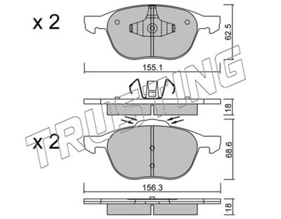 Zestaw klocków hamulcowych, hamulce tarczowe TRUSTING 550.1
