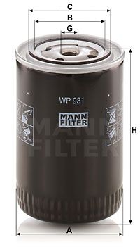 Масляный фильтр MANN-FILTER WP 931 для FIAT 1500