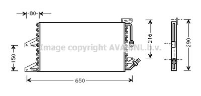 Конденсатор, кондиционер AVA QUALITY COOLING FT5205 для LANCIA Y
