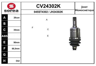 GELENKSATZ ANTRIEBSWELLE EAI CV24302K