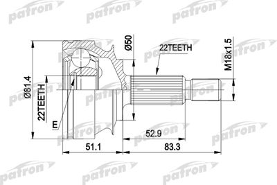 PATRON PCV1273 ШРУС  для VOLVO 460 (Вольво 460)