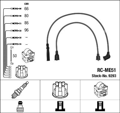 Комплект проводов зажигания NGK 9293 для MITSUBISHI PAJERO