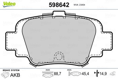 VALEO 598642 Тормозные колодки и сигнализаторы  для NISSAN MICRA II (K11) 1.0 i 16V