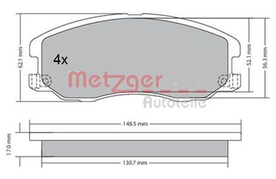 Комплект тормозных колодок, дисковый тормоз METZGER 1170358 для OPEL ANTARA