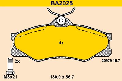 BA2025 BARUM Комплект тормозных колодок, дисковый тормоз
