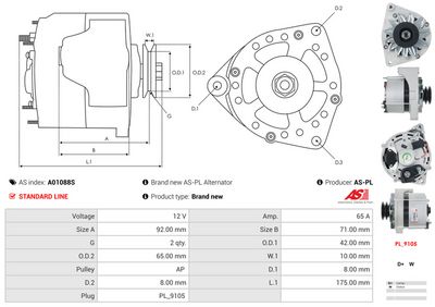 GENERATOR / ALTERNATOR AS-PL A01088S 5