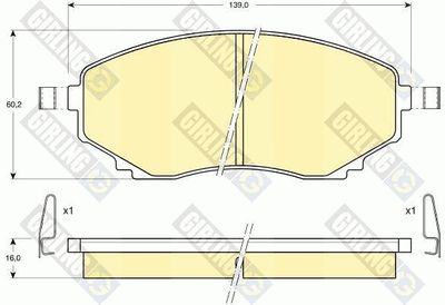 Комплект тормозных колодок, дисковый тормоз GIRLING 6111779 для MAZDA MPV