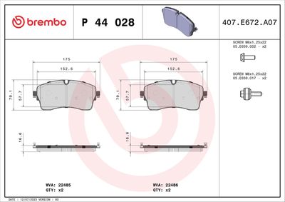 BREMBO Remblokkenset, schijfrem PRIME LINE (P 44 028)