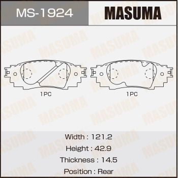 MASUMA MS-1924 Ремкомплект барабанных колодок  для TOYOTA C-HR (Тойота К-хр)