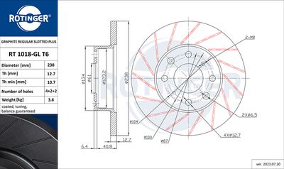 спирачен диск ROTINGER RT 1018-GL T6