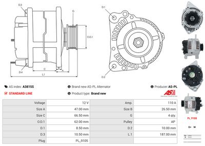 GENERATOR / ALTERNATOR AS-PL A3815S 4