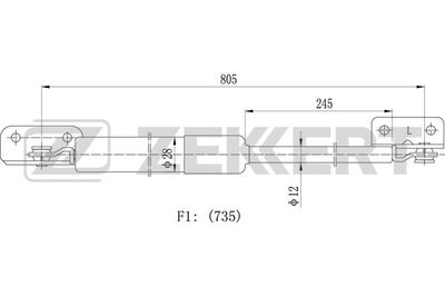 Газовая пружина, крышка багажник ZEKKERT GF-2223 для HYUNDAI H100