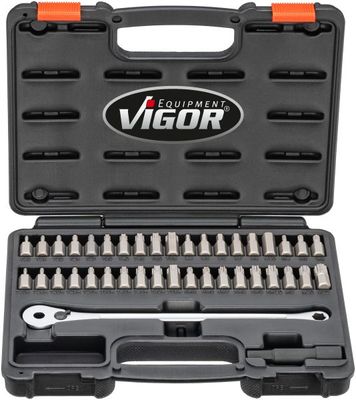 Vigor - Sada bitov 10mm s račňovým kľúčom 3/8" 36ks
