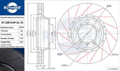 спирачен диск ROTINGER RT 20871HP-GL T6