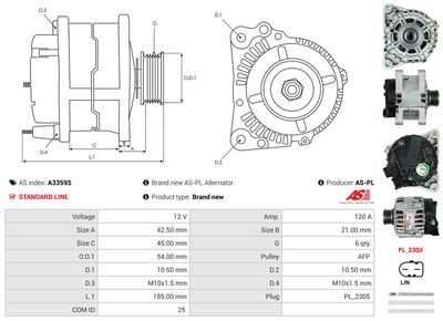 GENERATOR / ALTERNATOR AS-PL A3359S 4