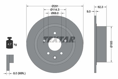 Тормозной диск TEXTAR 92237103 для NISSAN TEANA