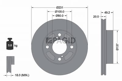 спирачен диск PAGID 56140NC