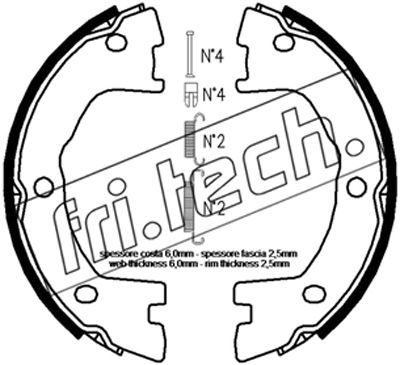 Sada brzdových čelistí, parkovací brzda fri.tech. 1034.120K