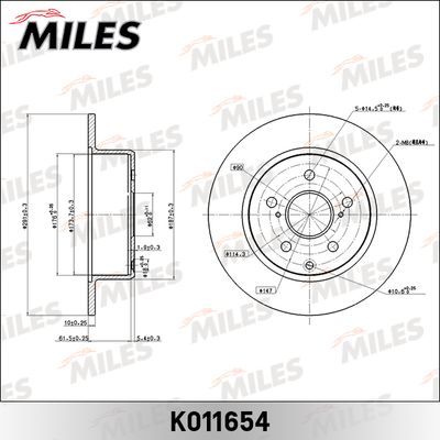 Тормозной диск MILES K011654 для TOYOTA CRESTA