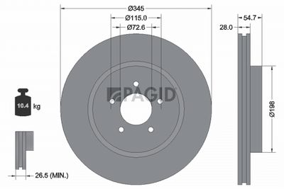 Tarcza hamulcowa PAGID 54771NC