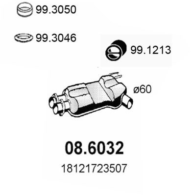 ASSO 08.6032 Глушитель выхлопных газов  для BMW 5 (E34) 520 i 24V