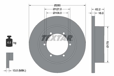 Тормозной диск TEXTAR 92308500 для NISSAN CABSTAR