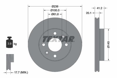 Тормозной диск TEXTAR 92036203 для RENAULT 9
