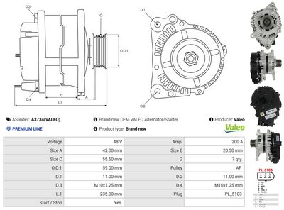 GENERATOR / ALTERNATOR AS-PL A3734VALEO 4
