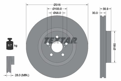 Тормозной диск TEXTAR 92236503 для SUBARU FORESTER
