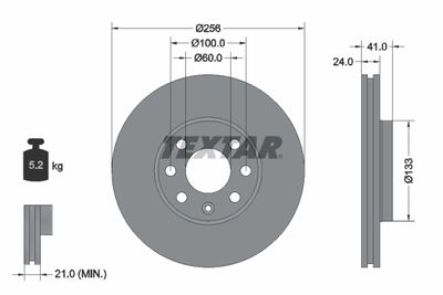 Тормозной диск TEXTAR 92091800 для CHEVROLET CORSA
