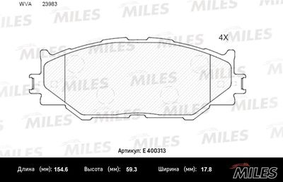 Комплект тормозных колодок, дисковый тормоз MILES E400313 для LEXUS IS
