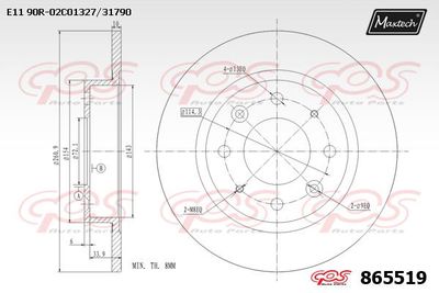 Тормозной диск MAXTECH 865519 для KIA CLARUS