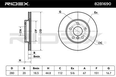 спирачен диск RIDEX 82B1690