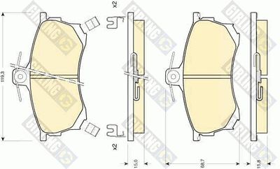 Комплект тормозных колодок, дисковый тормоз GIRLING 6111971 для MITSUBISHI CARISMA