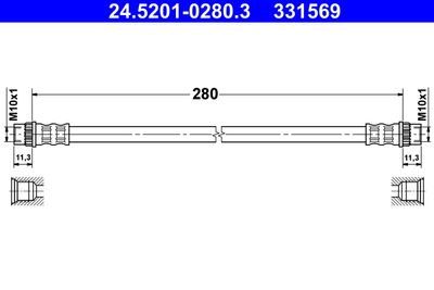 Тормозной шланг ATE 24.5201-0280.3 для RENAULT KAPTUR