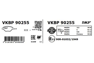 SET PLACUTE FRANA FRANA DISC SKF VKBP90255 2