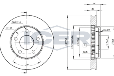 Тормозной диск ICER 78BD9057-2 для BUICK CENTURY