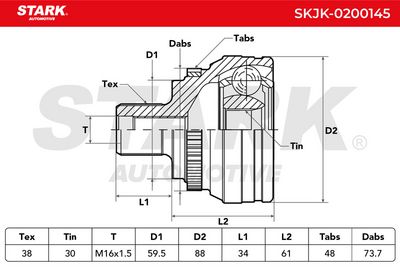 каре комплект, полуоска STARK SKJK-0200145