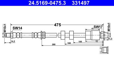 ATE 24.5169-0475.3 Тормозной шланг  для BMW X1 (Бмв X1)