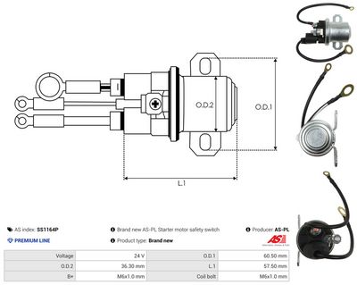 Elektromagnetický spínač, startér AS-PL SS1164P