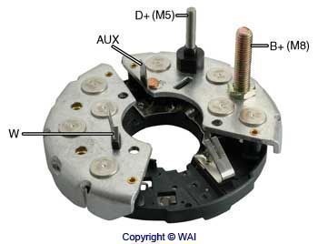 Pont de diodes d'alternateur WAI — 12V, 11,989cm