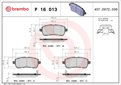 Brake Pad Set, disc brake P 16 013