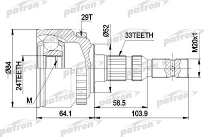 Шарнирный комплект, приводной вал PATRON PCV1452 для OPEL CORSA