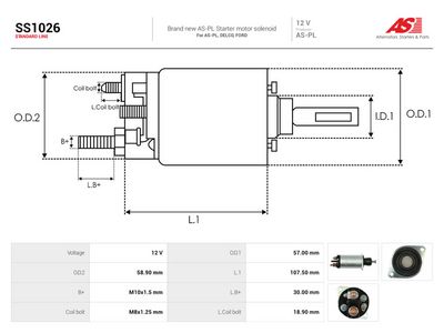 AS-PL - Elektromagnetický spínač, štartér , SS1026