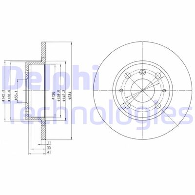 DELPHI BG2535 Тормозные диски для DAIHATSU CHARADE
